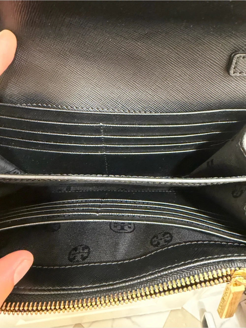 Tory Burch Black Leather Crossbody with Gold Chain